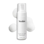 Medik8 Clarifying Foam pump bottle displayed on a clean white background with three dollops of white airy foam. Text identifies it as a Refreshing AHA/BHA Blemish Cleanser in a 150mL size.