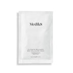 A single white sachet of Medik8 Ultimate Recovery Bio-Cellulose Mask displayed flat against a clean white background with a subtle shadow. Text labels it as a "Hydrating Mineral Sheet Mask."